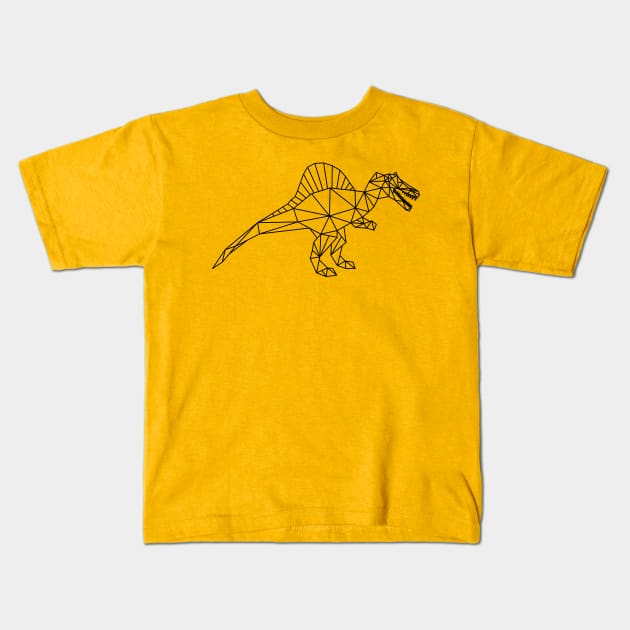 Prehistoric Geometric Low poly dinosaur Kids T-Shirt by DimDom